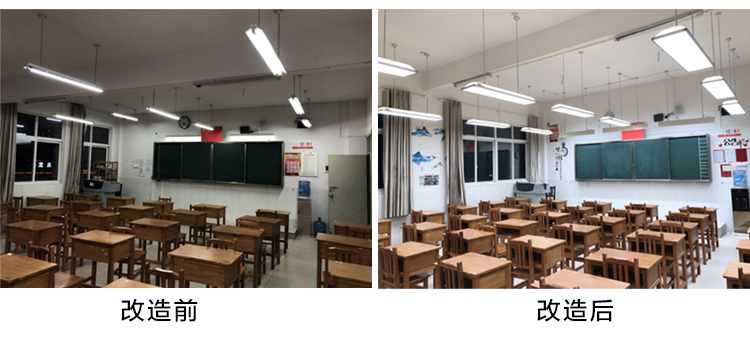 LED護眼教室燈專用燈改造前后對比圖